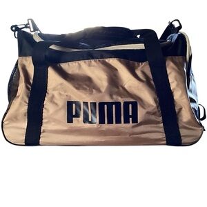 PUMA Black & Tan Unisex Sporty Duffel Bag Travel Bag